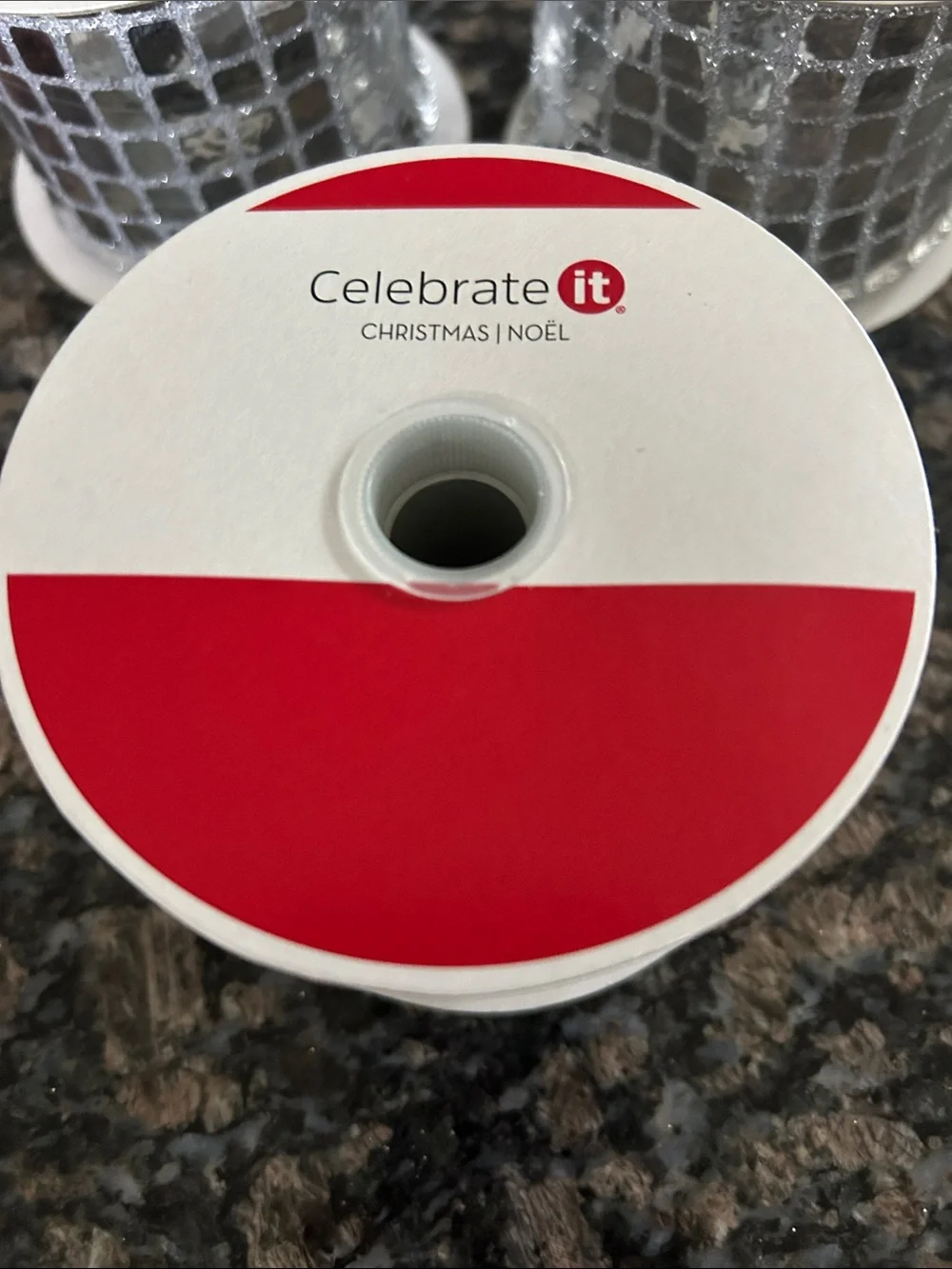 CELEBRATE IT METALLIC DISCO BALL SEQUINS WITED RIBBON 2.5